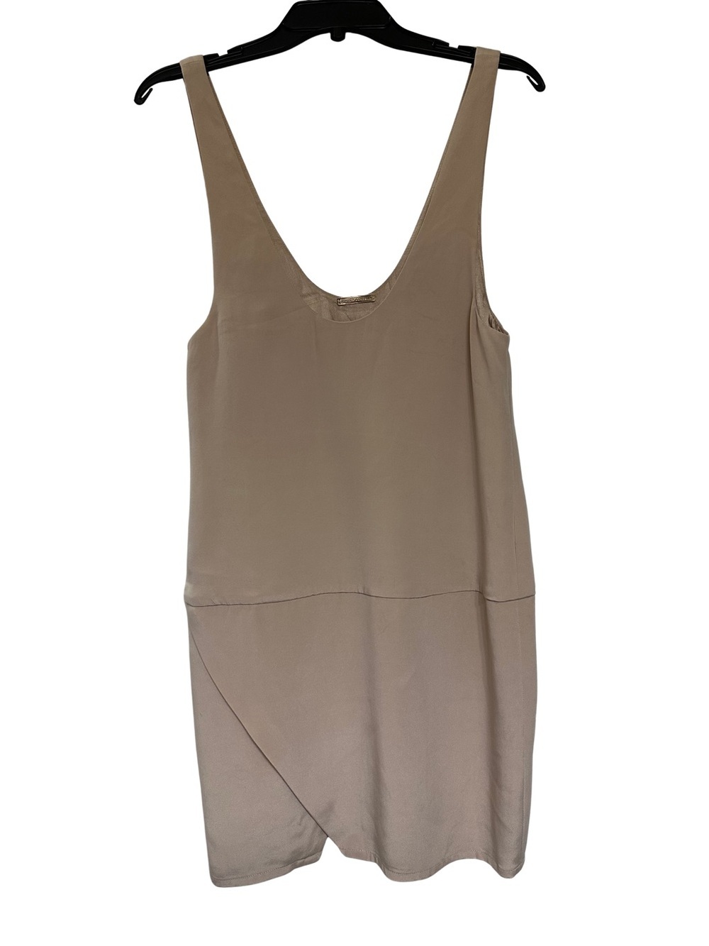 Loeffler Randall Silk Mini Dress 0 Nude Tulip Hem Wrap Cocktail Party Sleeveless